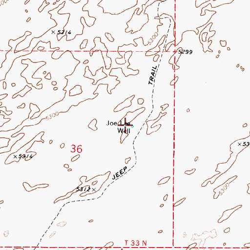 Topographic Map of Joe Lee Well, AZ