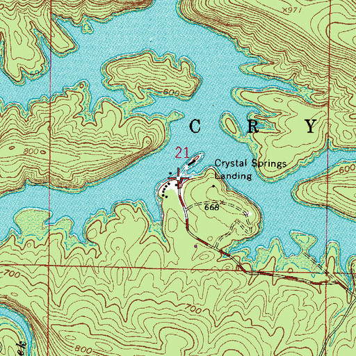 Topographic Map of Crystal Springs Public Use Area, AR