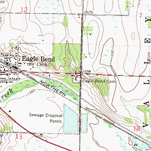 Topographic Map of Eagle Bend Cemetery, MN