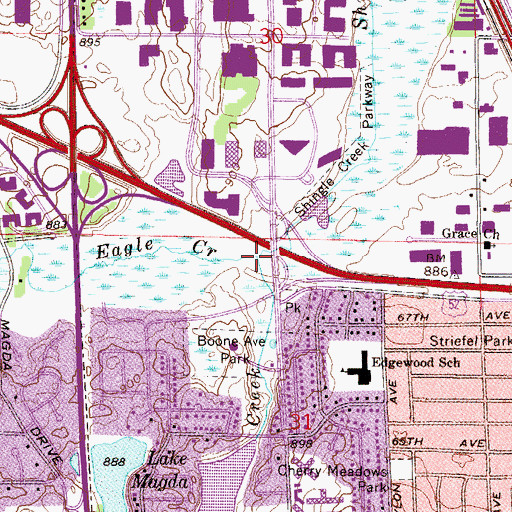 Topographic Map of Eagle Creek, MN