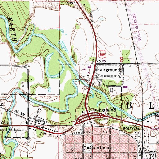 Topographic Map of East Branch Blue Earth River, MN