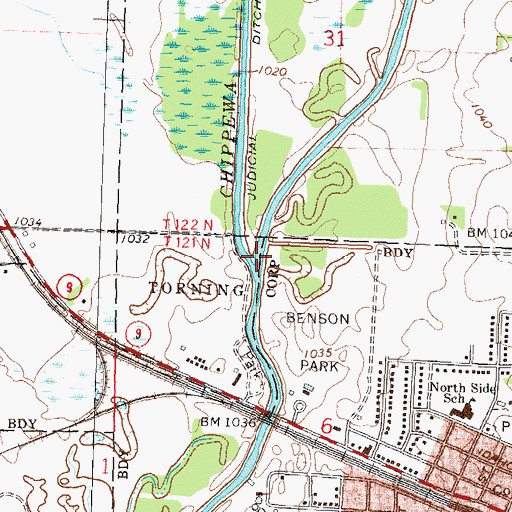 Topographic Map of East Branch Chippewa River, MN