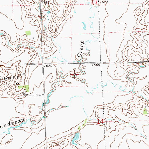 Topographic Map of East Branch Flandreau Creek, MN