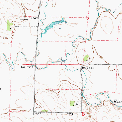 Topographic Map of East Branch Kanaranzi Creek, MN