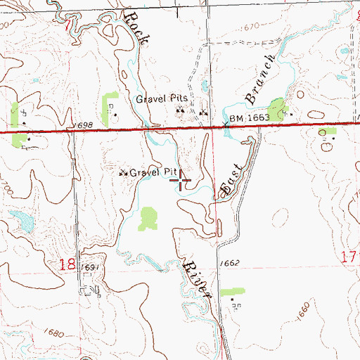 Topographic Map of East Branch Rock River, MN