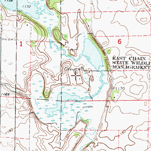 Topographic Map of East Chain State Wildlife Management Area, MN