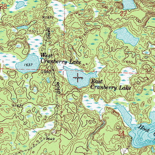 Topographic Map of East Cranberry Lake, MN