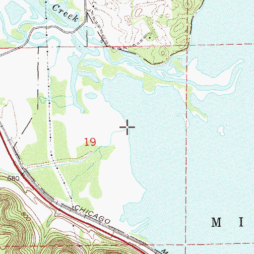 Topographic Map of East Indian Creek, MN