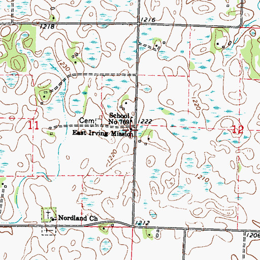 Topographic Map of East Irving Mission, MN