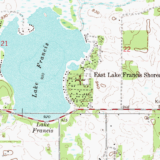 Topographic Map of East Lake Francis Shores, MN
