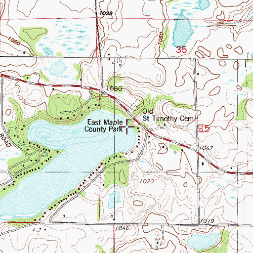 Topographic Map of East Maple Lake School, MN