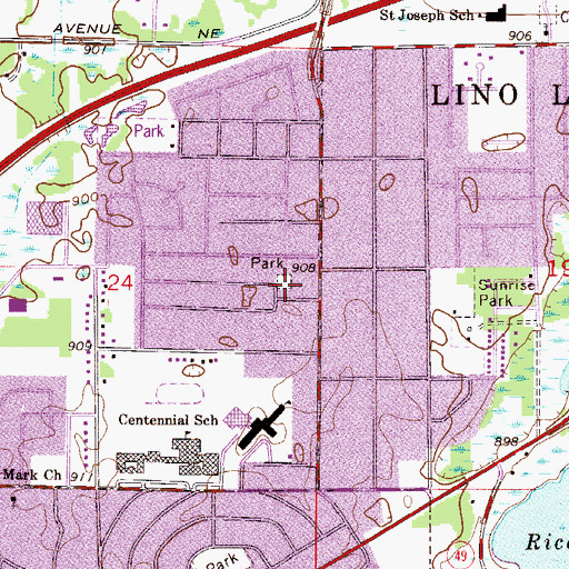 Topographic Map of East Side Park, MN