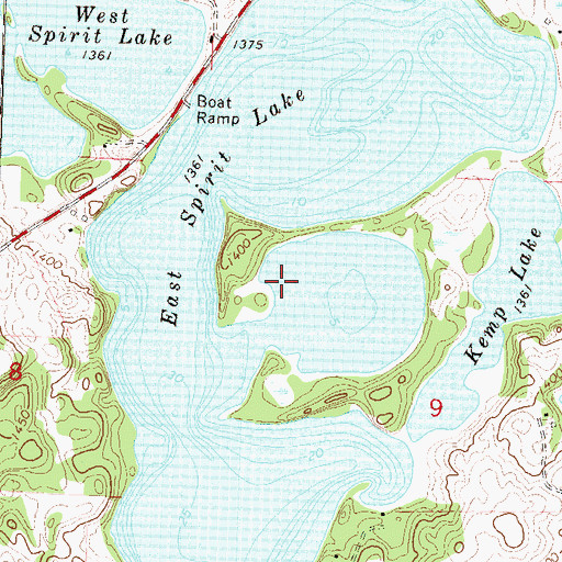 Topographic Map of East Spirit Lake, MN