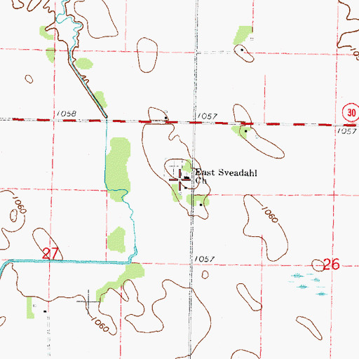 Topographic Map of East Sveadahl Church, MN