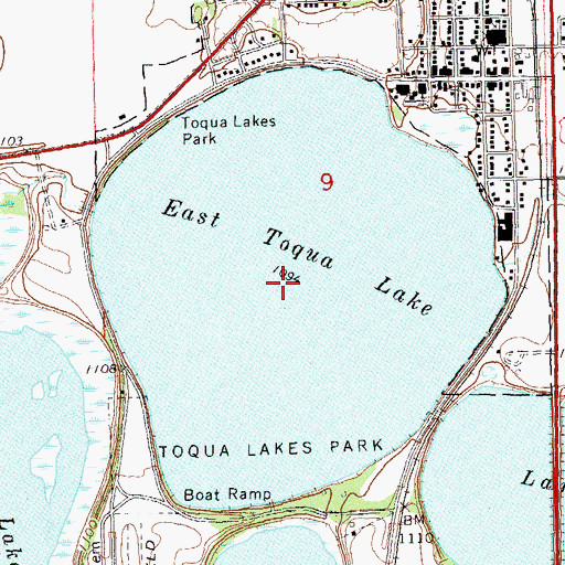 Topographic Map of East Toqua Lake, MN