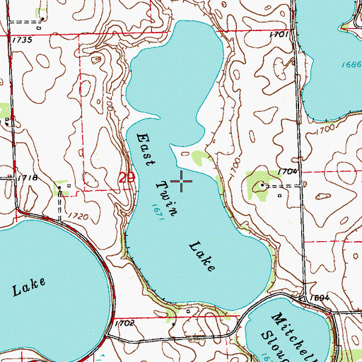 Topographic Map of East Twin Lake, MN