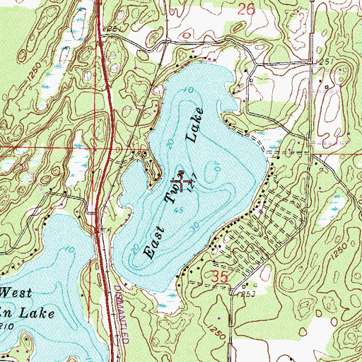 Topographic Map of East Twin Lake, MN