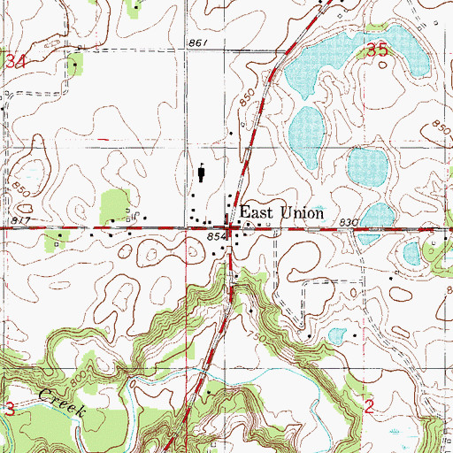 Topographic Map of East Union, MN