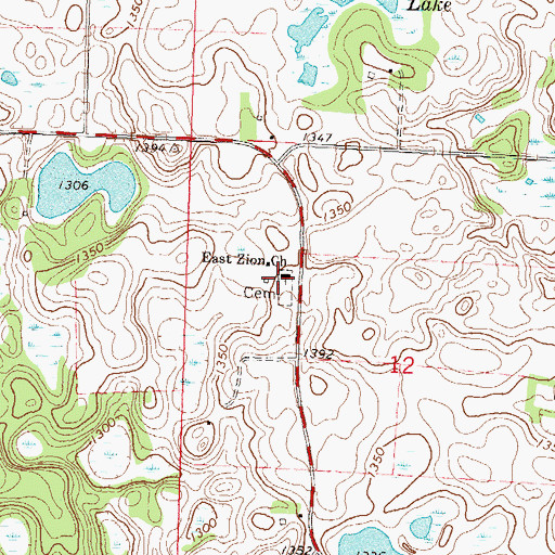 Topographic Map of East Zion Church, MN