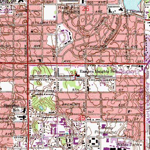 Topographic Map of Eastern Heights School, MN