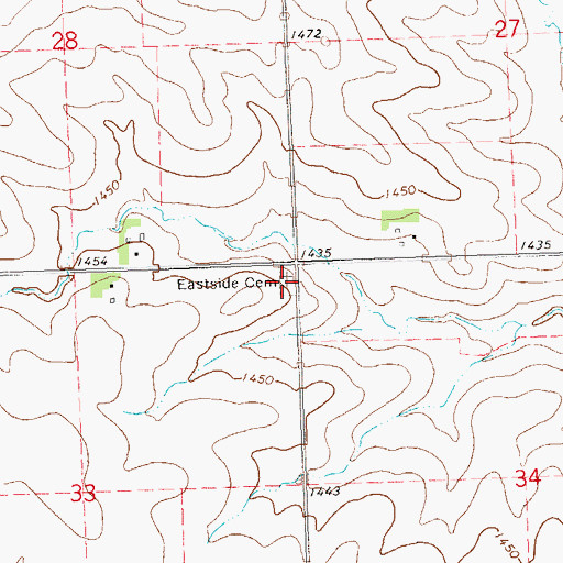 Topographic Map of Eastside Cemetery, MN