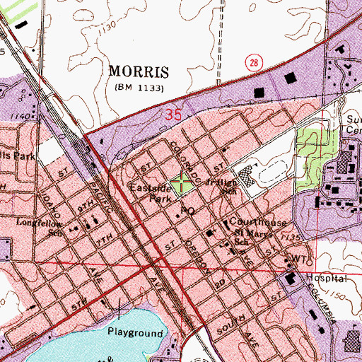 Topographic Map of Eastside Park, MN