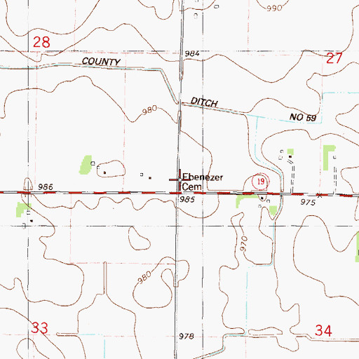 Topographic Map of Ebenezer Cemetery, MN