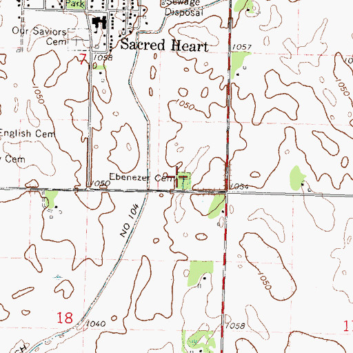 Topographic Map of Ebenezer Cemetery, MN