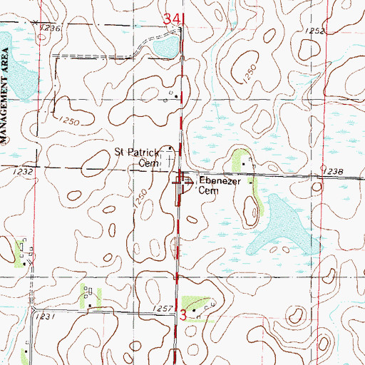Topographic Map of Ebenezer Cemetery, MN