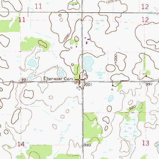 Topographic Map of Ebenezer Cemetery, MN