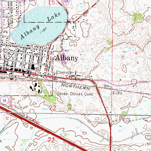 Topographic Map of Ebenezer Cemetery, MN