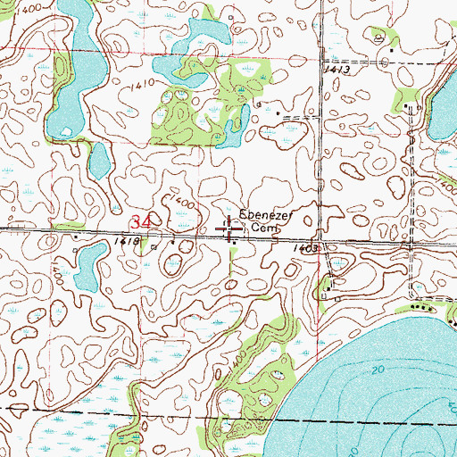 Topographic Map of Ebenezer Cemetery, MN