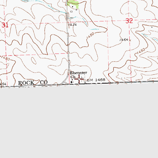 Topographic Map of Ebenezer Church, MN