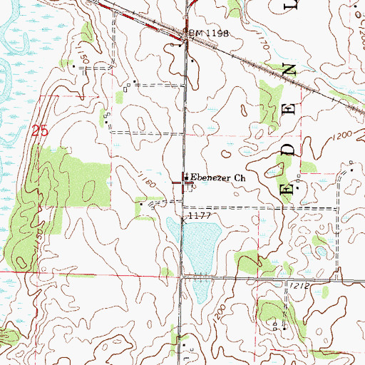 Topographic Map of Ebenezer Church, MN
