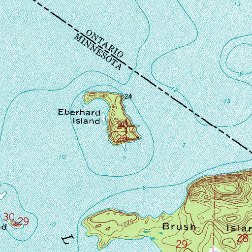Topographic Map of Lambert Island, MN