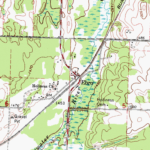 Topographic Map of Ebro, MN