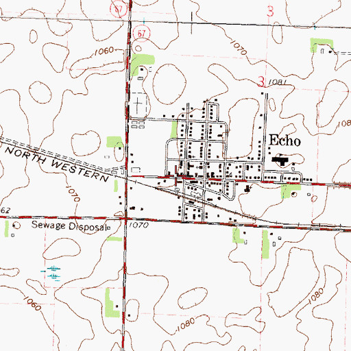 Topographic Map of Echo, MN
