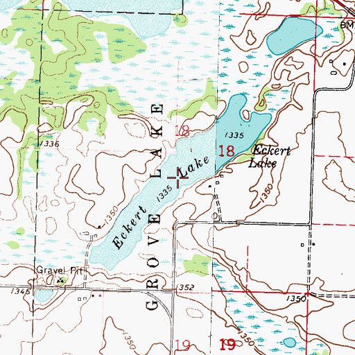 Topographic Map of Eckert Lake, MN