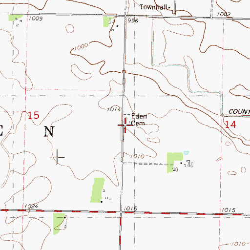 Topographic Map of Eden Cemetery, MN