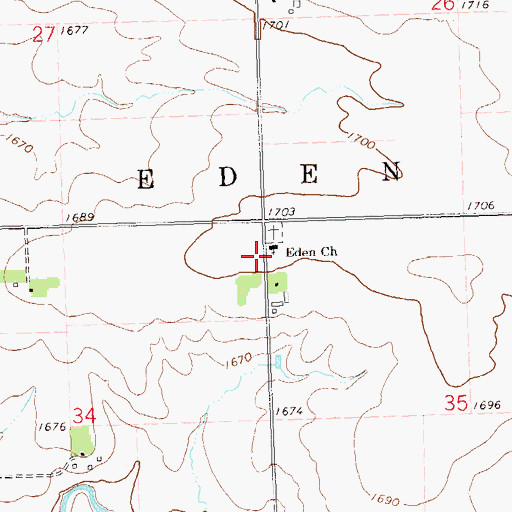 Topographic Map of Eden Church, MN