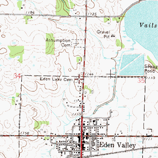Topographic Map of Eden Lake Cemetery, MN
