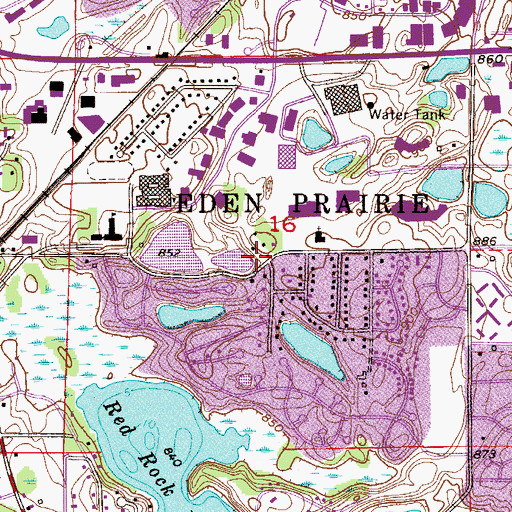 Topographic Map of Eden Prairie, MN