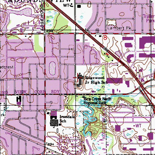 Topographic Map of Edgewood Middle School, MN