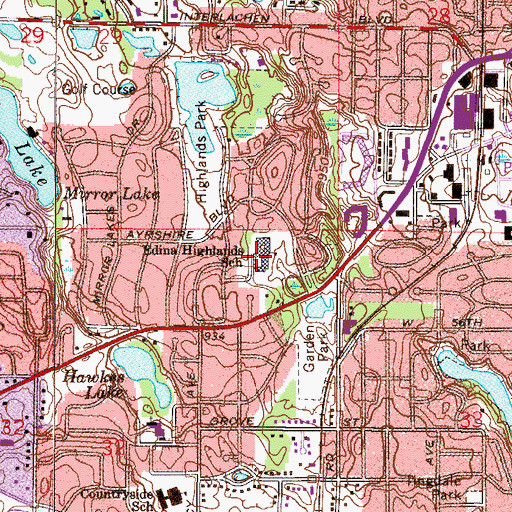 Topographic Map of Highlands Elementary School, MN