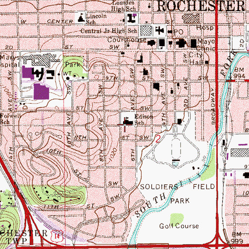 Topographic Map of Edison School, MN