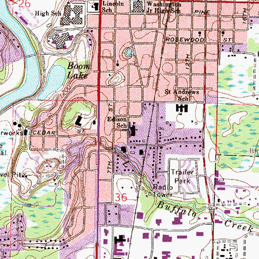 Topographic Map of Edison School, MN
