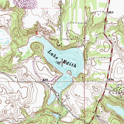 Topographic Map of Lake Edith, MN
