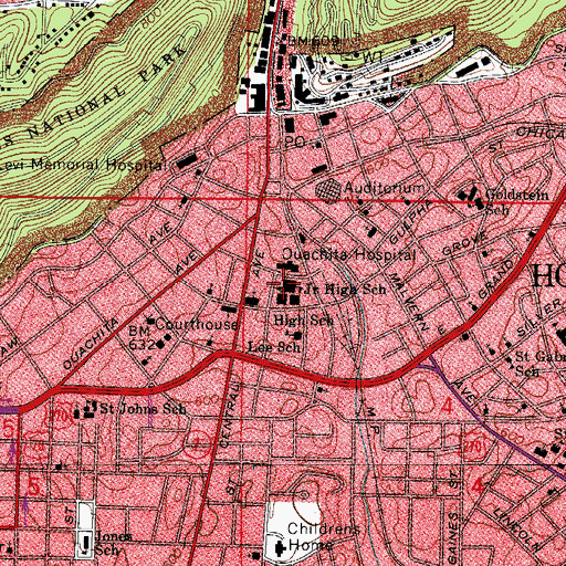 Topographic Map of Hot Springs Junior High School, AR