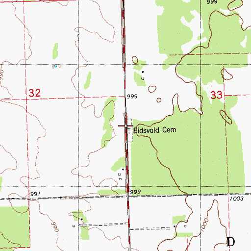 Topographic Map of Eidsvold Cemetery, MN