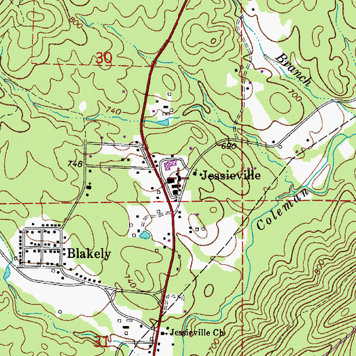 Topographic Map of Jessieville High School, AR